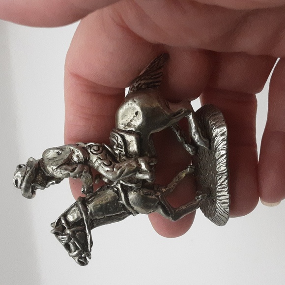 Vintage Pewter Mini Cowboy on Horse 2.5" X 3" - Picture 7 of 7